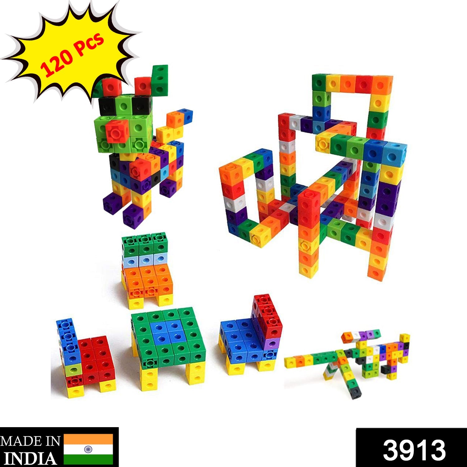 3913 120 Pc Cube Blocks Toy used in all kinds of household and official places specially for kids and children for their playing and enjoying purposes. DeoDap
